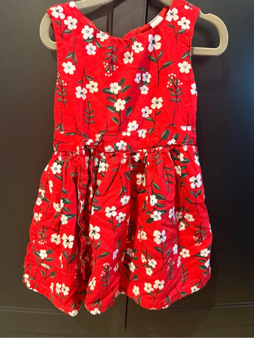 Carter's Red Floral Sleeveless Skirted Dress